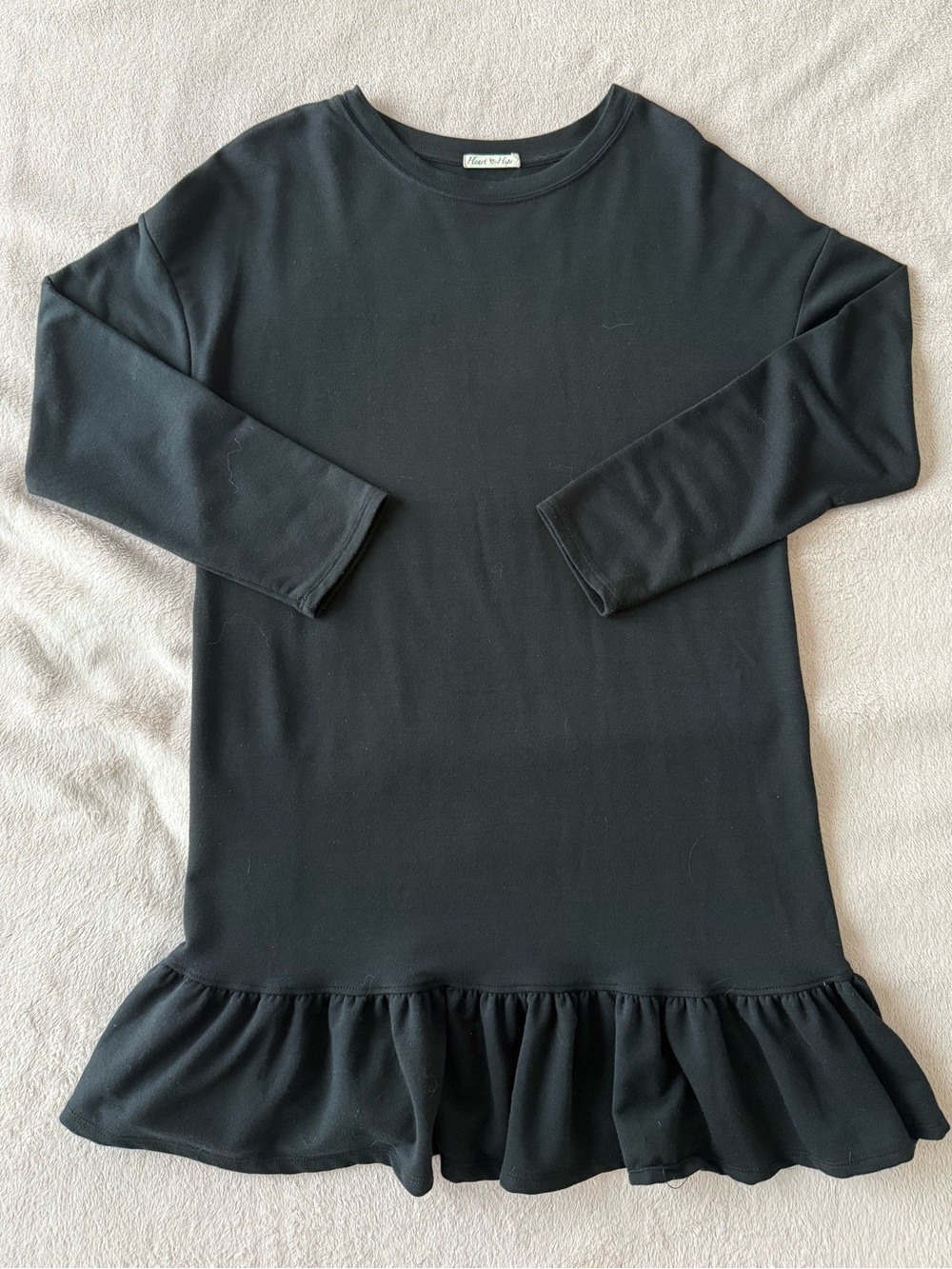 Black Long-Sleeve Dress With Ruffle Detail
